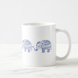 ブルートーングリッターフローラゾウデザイン コーヒーマグカップ