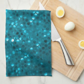ブルートーンレトログリッターとキラキラ キッチンタオル (四つ折り)