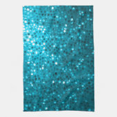 ブルートーンレトログリッターとキラキラ キッチンタオル (縦)