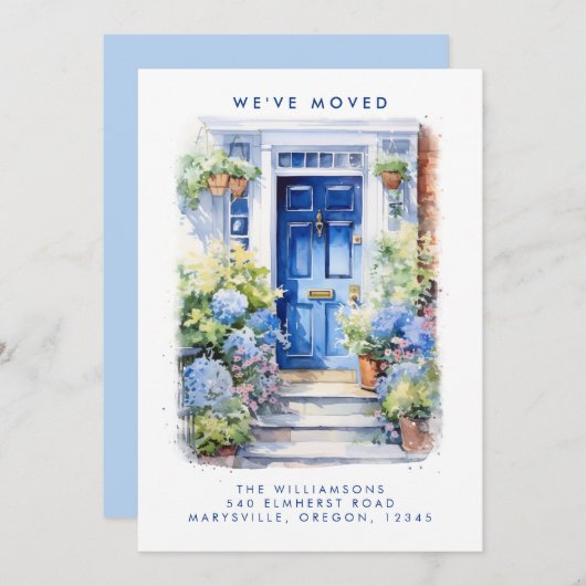 ブルードアの移動発表 案内状 (正面/裏面)