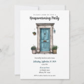 ブルードアイラストレーション引っ越し祝いパーティーパーティー 招待状 (正面)