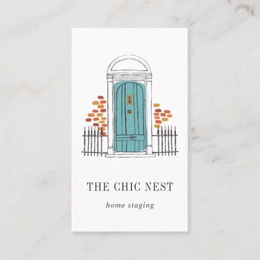 ブルードア |ホームステージングまたはインテリアデザイン 名刺 (正面)