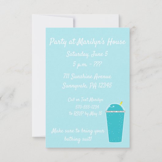 ブルードカッコいいリンクサマーカジュアルパーティー招待状 招待状 (裏面)