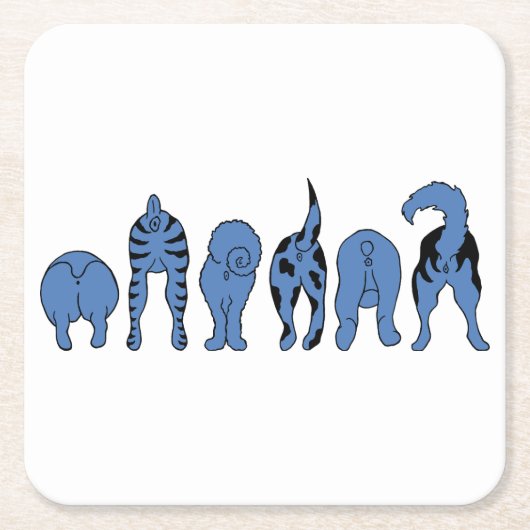 ブルードッグお尻 スクエアペーパーコースター (正面)