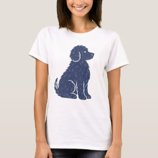 ブルードッグのシルエット ミニマルアート Tシャツ