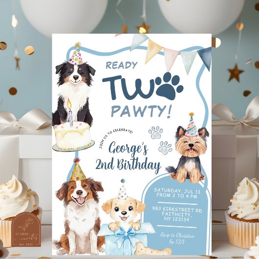 ブルードッグの2歳の誕生日パーティー 招待状