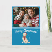 ブルードッグイラストレーションファミリー写真メリークリスマス カード (正面)