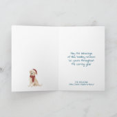 ブルードッグイラストレーションファミリー写真メリークリスマス カード (内部)