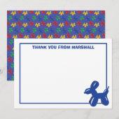 ブルードッグバルーン動物誕生日サンキューカード サンキューカード (正面/裏面)