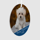 ブルードッグペットフォトクリスマスホリデーキープサケオーナ オーナメント (正面)