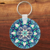 ブルードットアートマンダラ3つ折り財布 キーホルダー (正面)