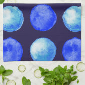 ブルードットトレンディーウォーターカラーセルリアンインジゴ キッチンタオル (折り畳み)