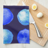 ブルードットトレンディーウォーターカラーセルリアンインジゴ キッチンタオル (四つ折り)