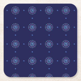 ブルードットフラワーデザインコースター スクエアペーパーコースター