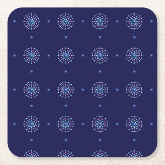 ブルードットフラワーデザインコースター スクエアペーパーコースター (正面)