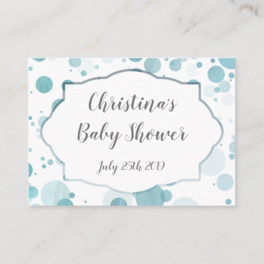 ブルードットボーイ赤ちゃんシャワーキャンディ推測ゲーム エンクロージャーカード (裏面)