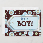 ブルードットラベルボーイベビーシャワー招待状 招待状 (裏面)