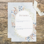 ブルードライボウホフラワーズブルー結婚ズ詳細 エンクロージャーカード<br><div class="desc">この結婚詳細カードデザインは、黄褐色、淡いセージ緑、青いドライフラワーのフレームを備え、青い水色の洗い流し背景。背中は美しい水色のブルーウォッシュ。このカードは、Simply Farmhouse Pressによって作成されたブルードライボーホフラワーズスイートの一部である。</div>