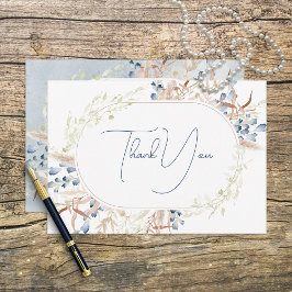 ブルードライボウホフラワーホワイト結婚ズ サンキューカード