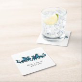 ブルードラゴエレガントンズの結婚紙コースター スクエアペーパーコースター (インサイチュ)