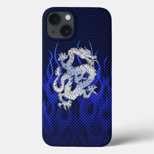 ブルードラゴンのクロムカーボンのような炎 Case-Mate iPhoneケース (裏面)