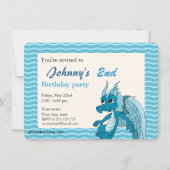 ブルードラゴンの誕生日プリント招待状 招待状 (正面)