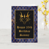 ブルードラゴンはかりで測フェイクグリッターハッピーバースデー カード (黄色い花)