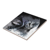 ブルードラゴンアンドムーンイラストレーションタイル タイル (側面)