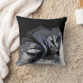 ブルードラゴンアンドムーンイラストレーション クッション (ブランケット)