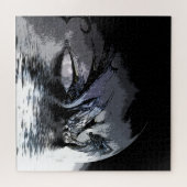 ブルードラゴンアンドムーンイラストレーション  ジグソーパズル (横)