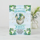 ブルードラゴンウォーターカラー誕生日招待状 招待状 (スタンド正面)