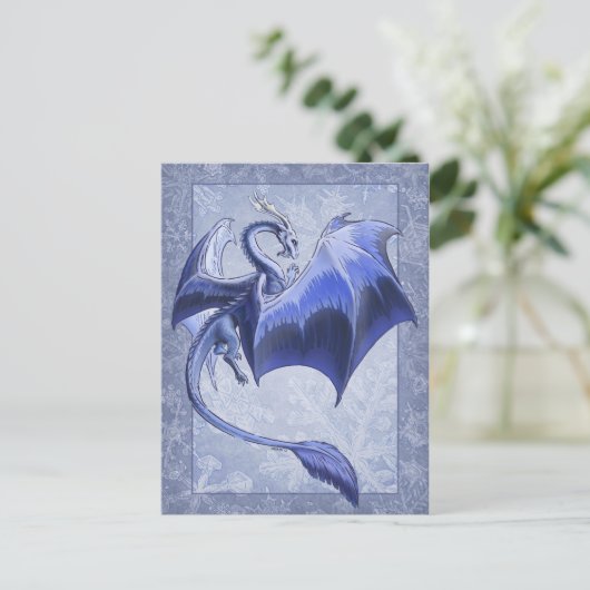 ブルードラゴンオブウィンターファンタジー自然アート ポストカード (スタンド正面)