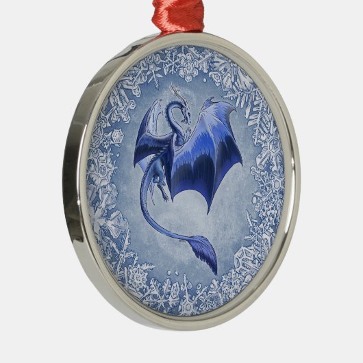 ブルードラゴンオブウィンターファンタジー自然アート メタルオーナメント (右)