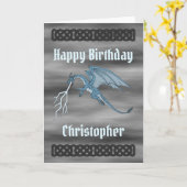 ブルードラゴンスピッティング稲妻誕生日カード カード (黄色い花)