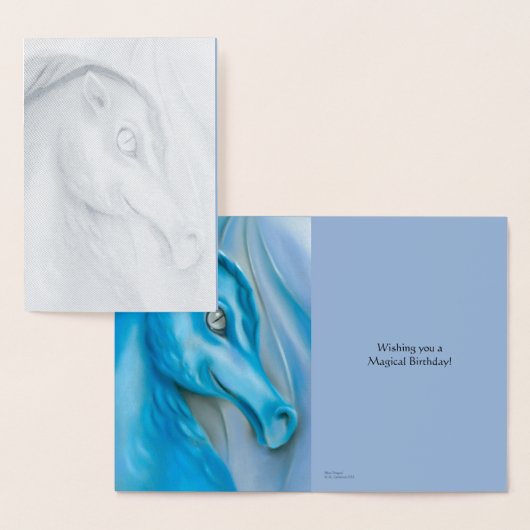 ブルードラゴンパステルアートワーク誕生日 箔カード (ディスプレー)