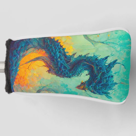 ブルードラゴンパターカバー白 ゴルフヘッドカバー (正面)