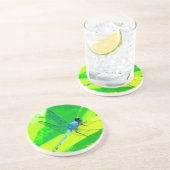 ブルードラゴンフライオングリーン抽象芸術印象派 コースター (側面)