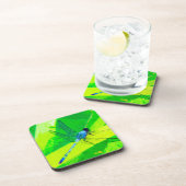 ブルードラゴンフライオングリーン抽象芸術印象派 コースター (右側)