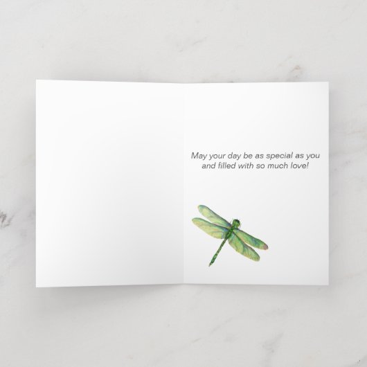 ブルードラゴンフライパーソナライズされたフォイル誕生日カード 箔グリーティングカード (内側レイダウン)