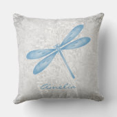 ブルードラゴンフライパーソナライズされた装飾用クッション クッション (裏面)