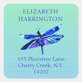 ブルードラゴンフライ水カラー自然差出人住所 スクエアシール