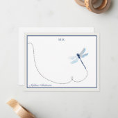 ブルードラゴンフライ(飛行中のモノグラム名) ノートカード (正面/裏面インサイチュ)