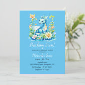 ブルードラゴンフローラハッチングマンスーン赤ちゃんシャワー 招待状 (スタンド正面)