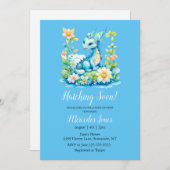 ブルードラゴンフローラハッチングマンスーン赤ちゃんシャワー 招待状 (正面/裏面)