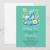 ブルードラゴンフローラハッチングマンスーン赤ちゃんシャワー 招待状 (正面/裏面)