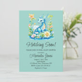 ブルードラゴンフローラハッチングマンスーン赤ちゃんシャワー 招待状 (スタンド正面)