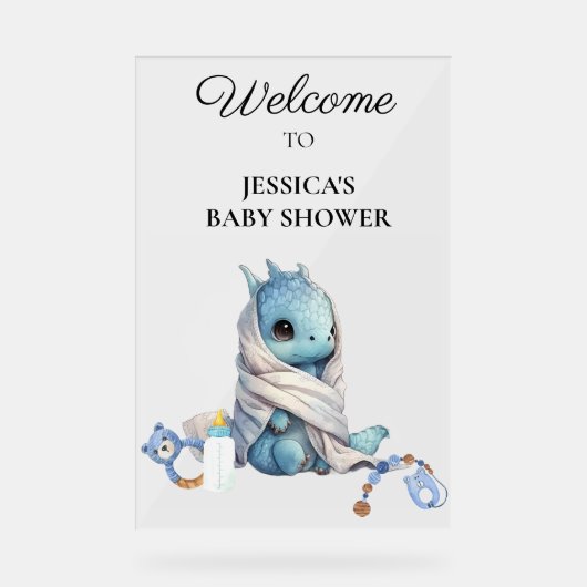 ブルードラゴンベビーシャワーありがとう アクリルサイン (正面)