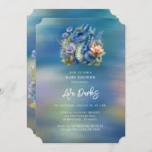 ブルードラゴンボーイベビーシャワー 招待状 (正面/裏面)