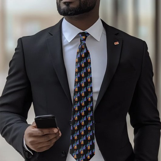 ブルードラゴン日が差すことギターミュージック ネクタイ