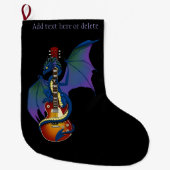 ブルードラゴン日が差すことギターミュージック ラージクリスマスストッキング (正面)